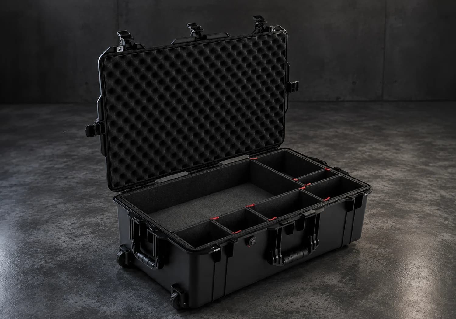 Open protective equipment case for aerospace and defense applications